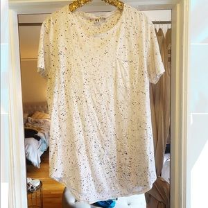 URBAN OUTFITTERS white speckle color pocket tee XL